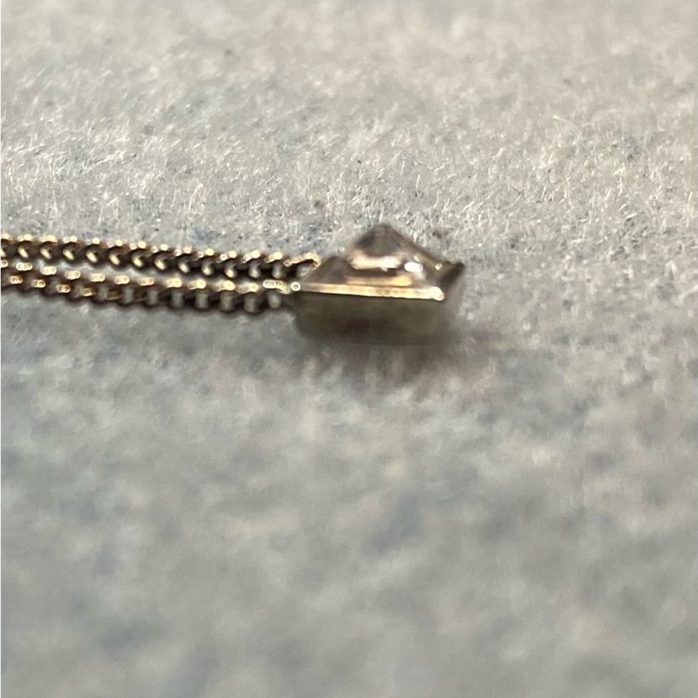 Henri Bendel sterling silver dainty chain with channel set square CZ pendant - Picture 4 of 6